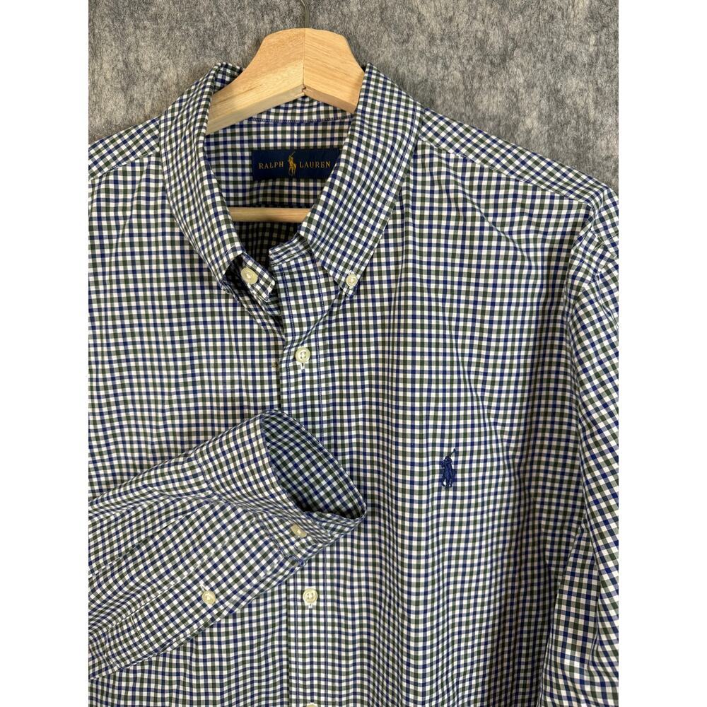 Ralph Lauren Mens Blue Green Check XL Long Sleeve Button Down